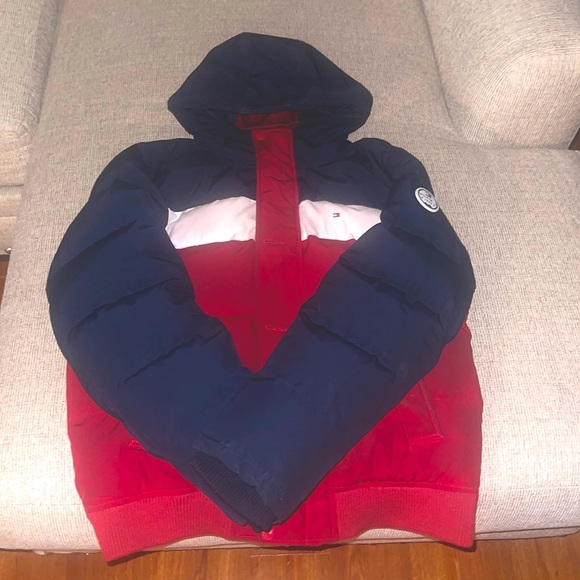 Tommy Hilfiger’s Blue and Red Mens Coat - Picture 1 of 3